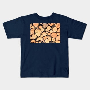 Sunny Wooden Log Pile Kids T-Shirt